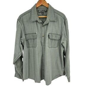 Guide‎ Outfitters Mens XL Long Sleeve Button Up Shirt Green Cotton Blend Casual